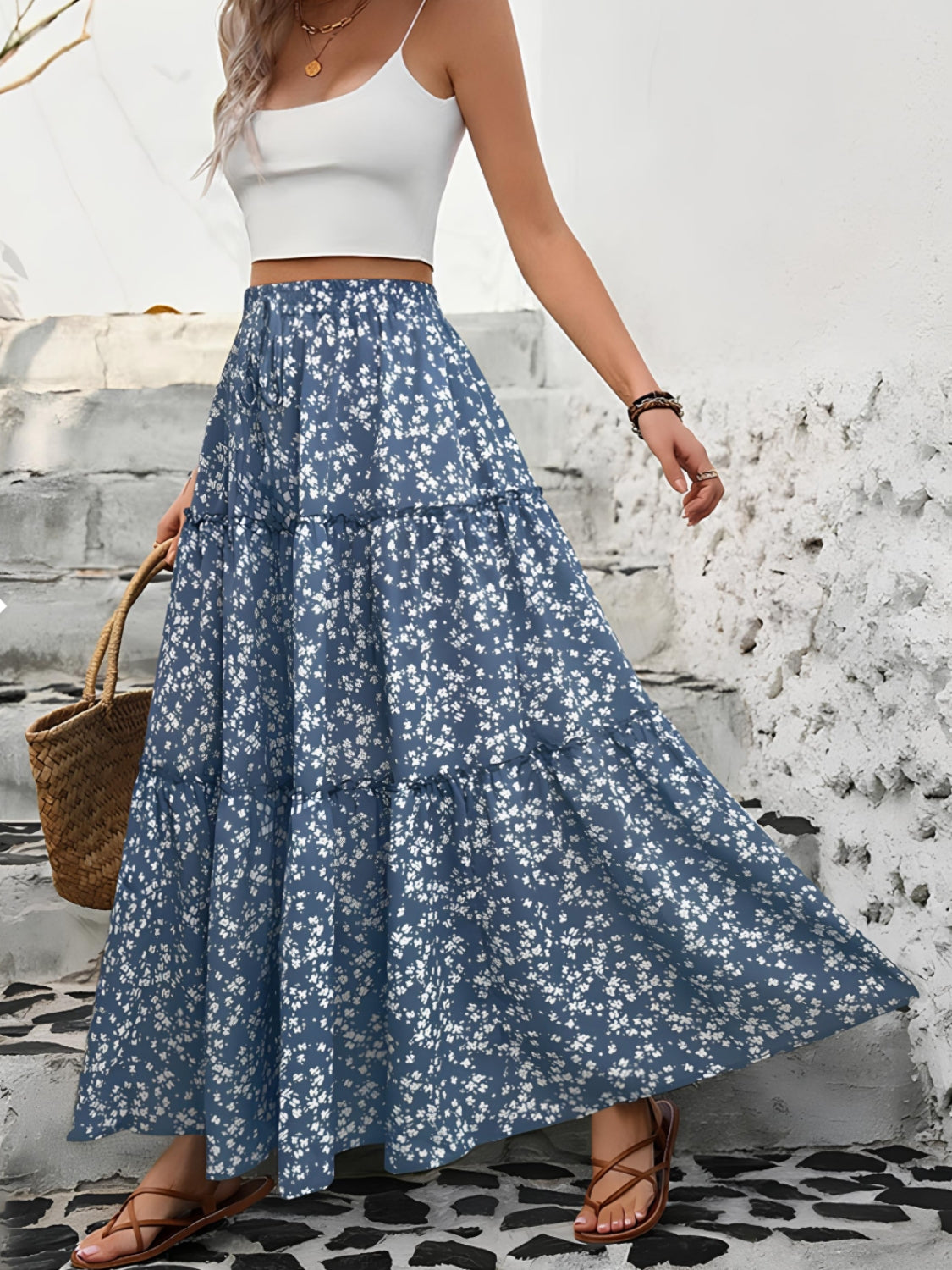 Tiered Floral Maxi Skirt Main image