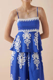 Printed Square Neck Cami and Wide Leg Pants Set - felvior