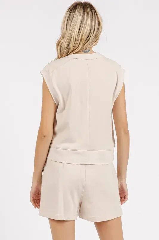 Mittoshop French Terry Crew Neck Top and Shorts Set