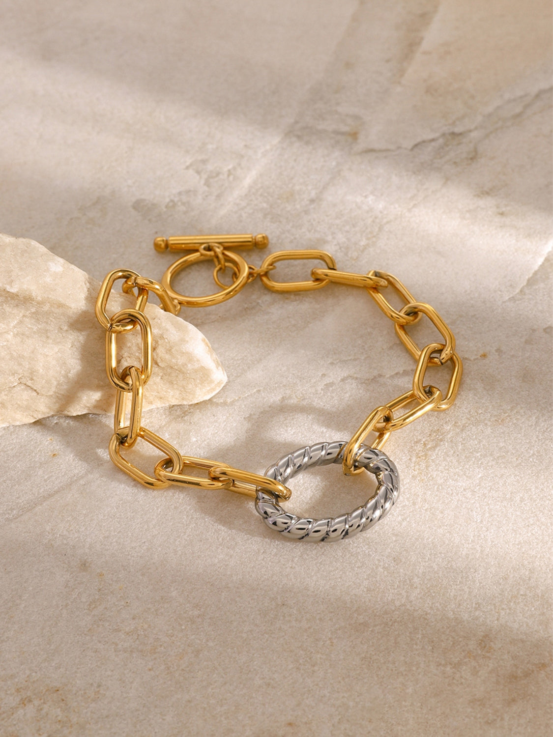 Two-Tone Stainless Steel Chain Bracelet - felvior