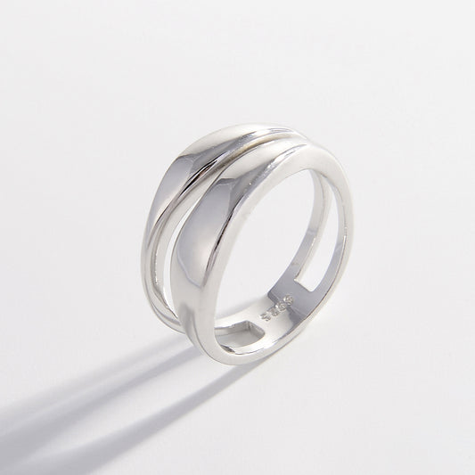 925 Sterling Silver Double-Layered Ring - felvior