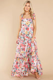 Floral Square Neck Wide Strap Maxi Dress - felvior