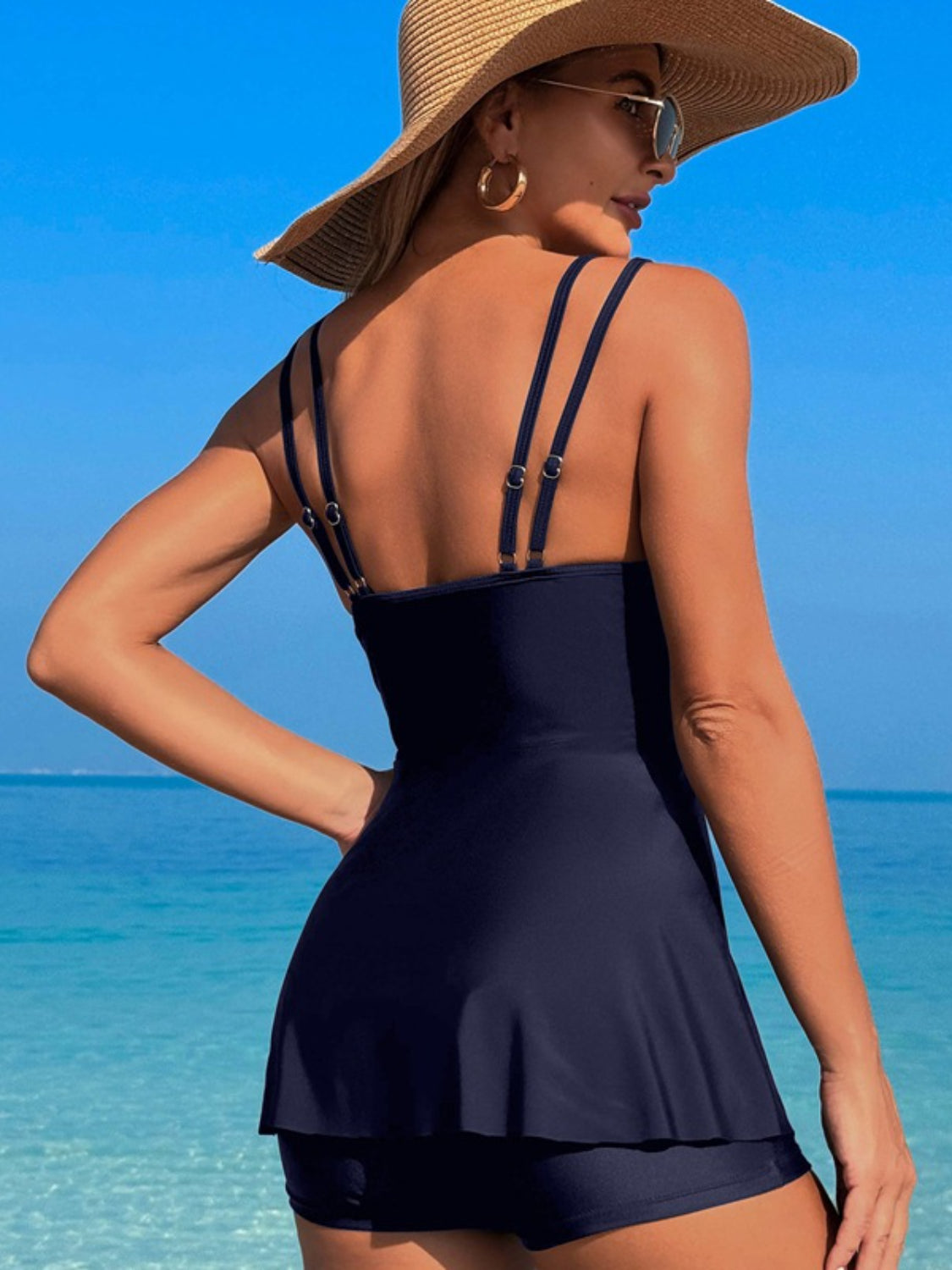 Scoop Neck Double Spaghetti Strap Top and Shorts Set - felvior