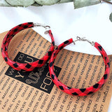 Plaid PU Leather Hoop Earrings - felvior