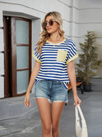 Striped Round Neck Short Sleeve T-Shirt