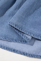 Ruffled Hem Smocked Flutter Sleeve Denim Mini Dress