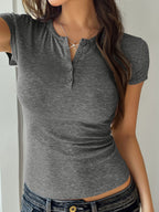 Devine Button Detail Short Sleeve T-Shirt