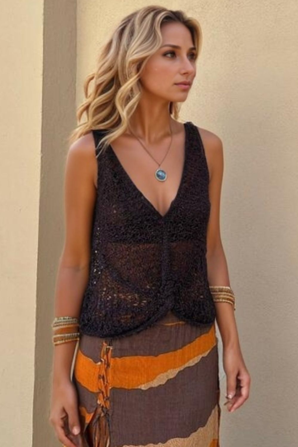 Openwork V-Neck Tank Secondary image