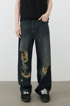 Men's Distressed Wide Leg Jeans