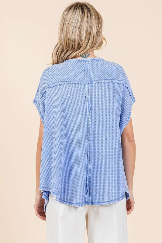 Mittoshop Mineral Wash Waffle Knit Pointed Hem Oversized Top Zweitbild