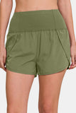 Zenana High-Waisted Zippered Back Pocket Active Shorts - felvior