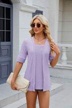 Texture Square Neck Half Sleeve Blouse