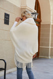 Fringe Detail Long Sleeve Ribbed Poncho - felvior