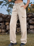 High Waist Cargo Straight Jeans - felvior