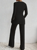 Surplice Long Sleeve Top and Pants Set