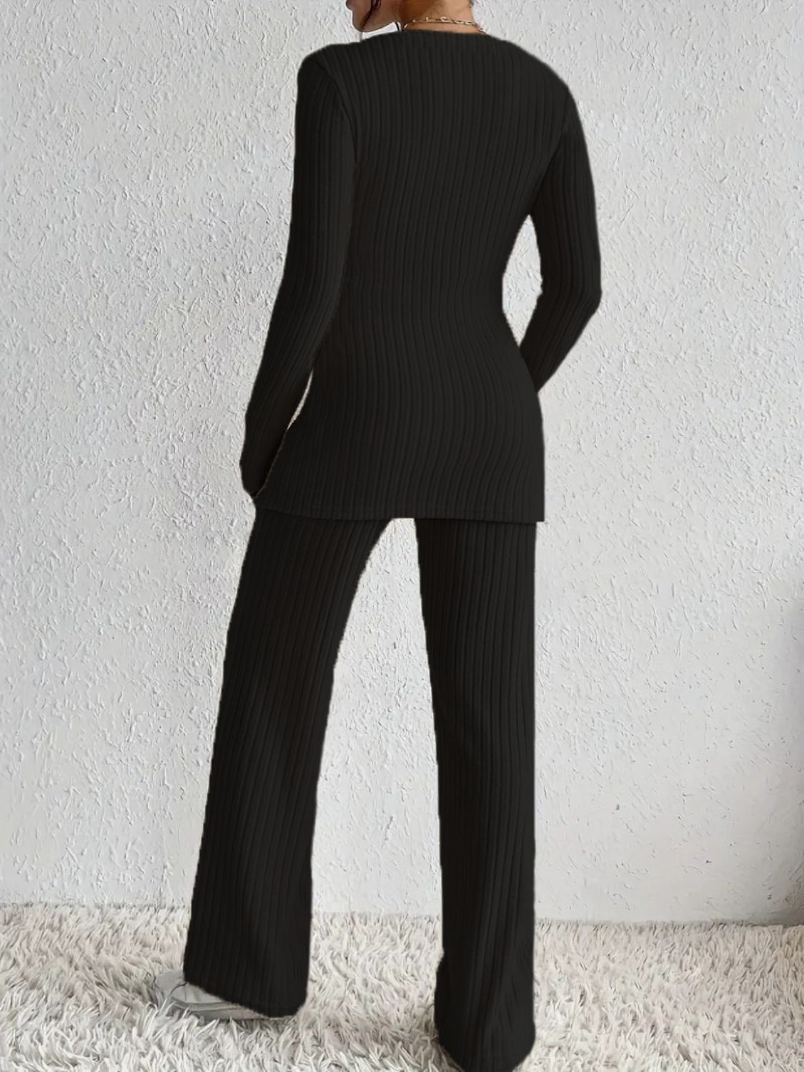 Surplice Long Sleeve Top and Pants Set