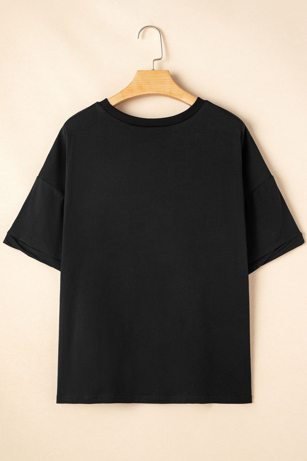 Sequin Strawberry High Low Half Sleeve Relaxed Fit T-Shirt