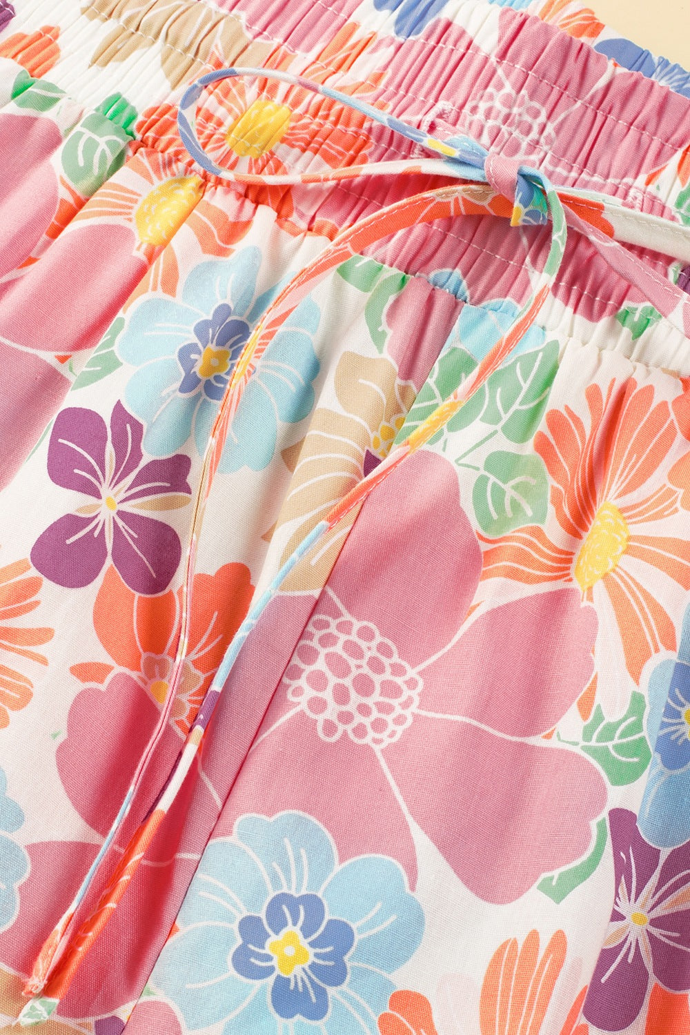 Drawstring High Waist Printed Wide leg Pants