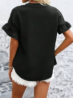 Button Down Ruffled Short Sleeve Shirt