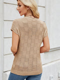 Round Neck Short Sleeve Knit Top - felvior