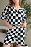 Checkerboard V Neck Loose Tee and Shorts Set