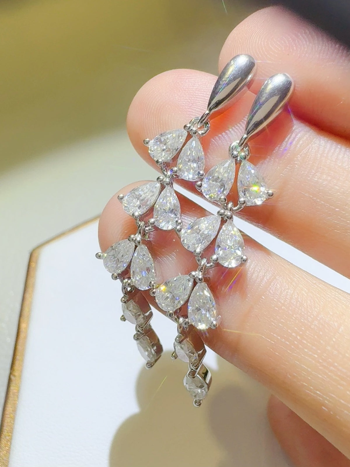 6 Carat Moissanite 925 Sterling Silver Bar Earrings - felvior