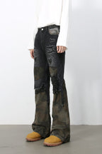 Men's Frayed Hem Camouflage Jeans