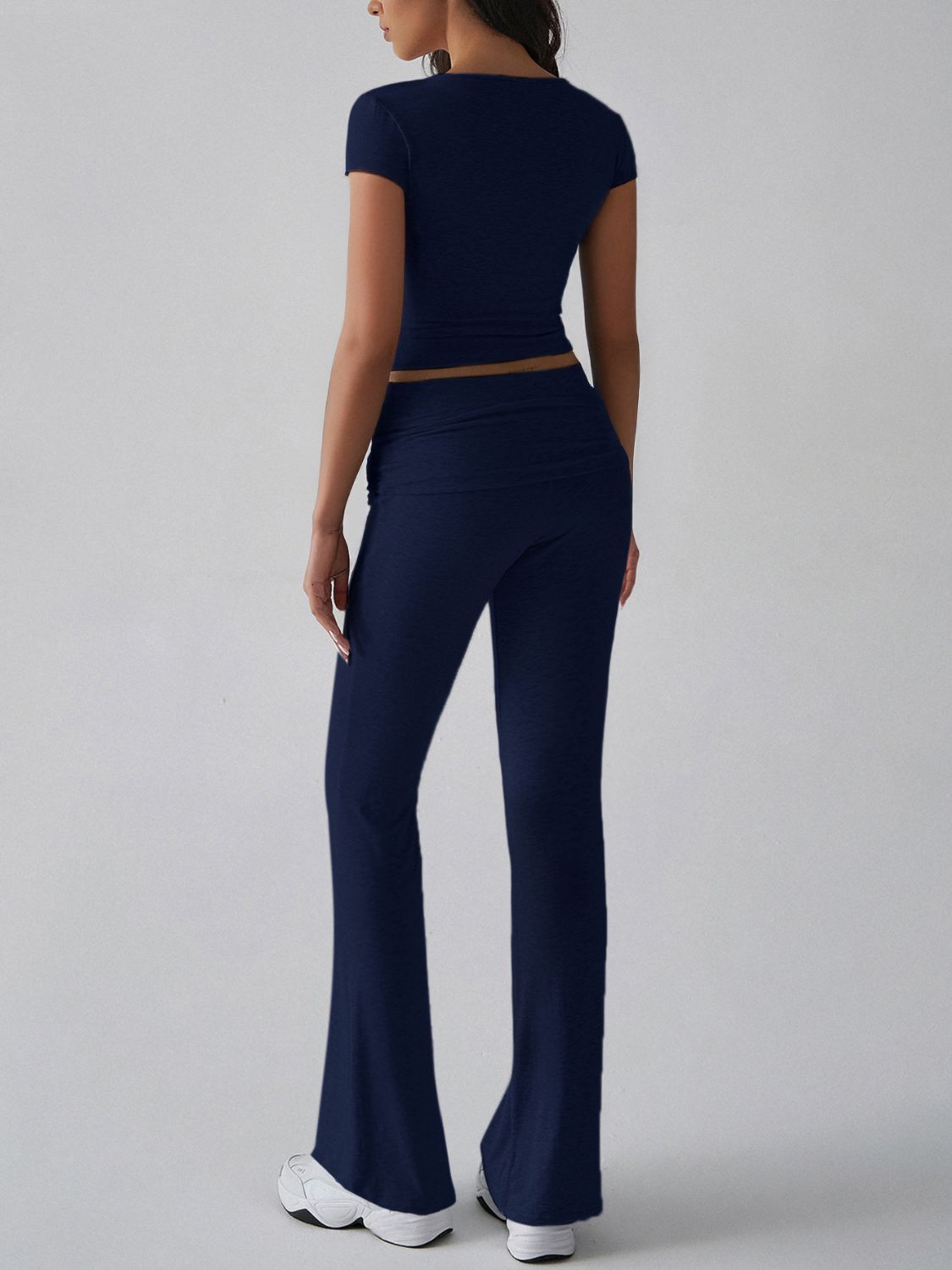 Devine V-Neck Top and Bootcut Leggings Set - felvior