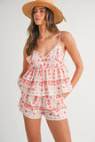 MABLE Floral Printed Peplum Top and Shorts Set - felvior