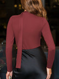 Ruched Sweetheart Neck Long Sleeve T-Shirt - felvior