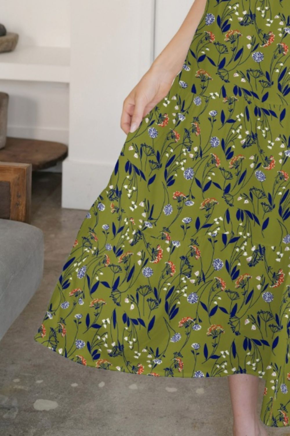FAM-FAM Tiered Printed V-Neck Sleeveless Dress - felvior