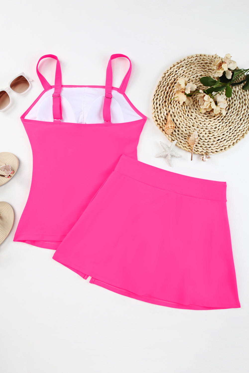 Square Neck Top and Skirt Swim Set - felvior