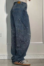 Full Size Washed Rhinestone Detail Wide leg Jeans Plus Size