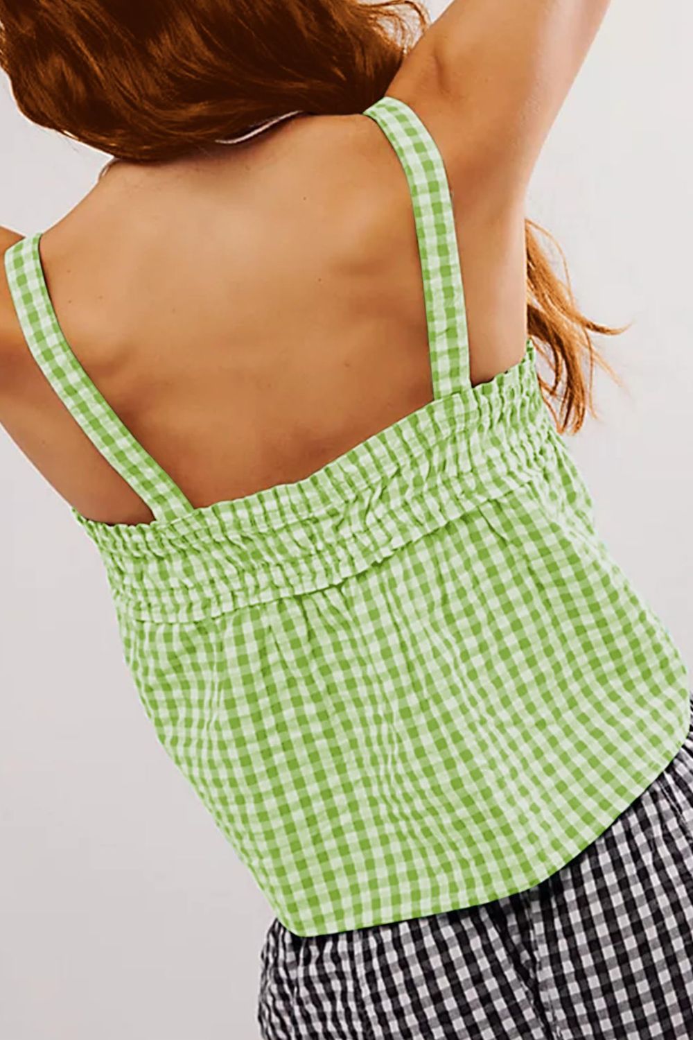 Tied Front Textured Square Neck Cami - felvior