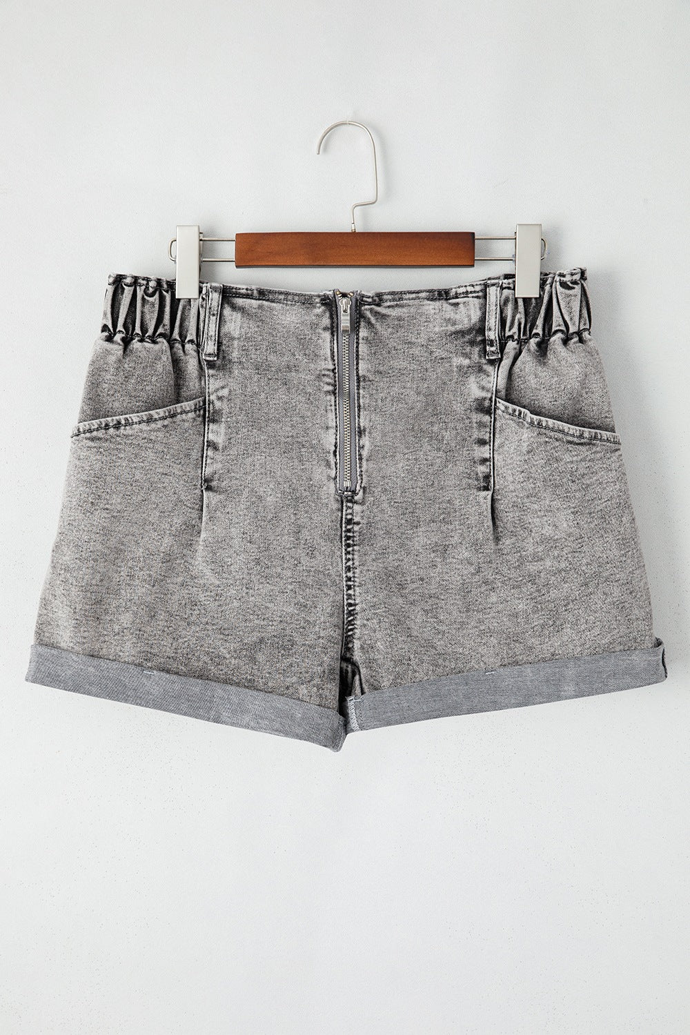 Zipped Cuffed Edge Denim Shorts - felvior