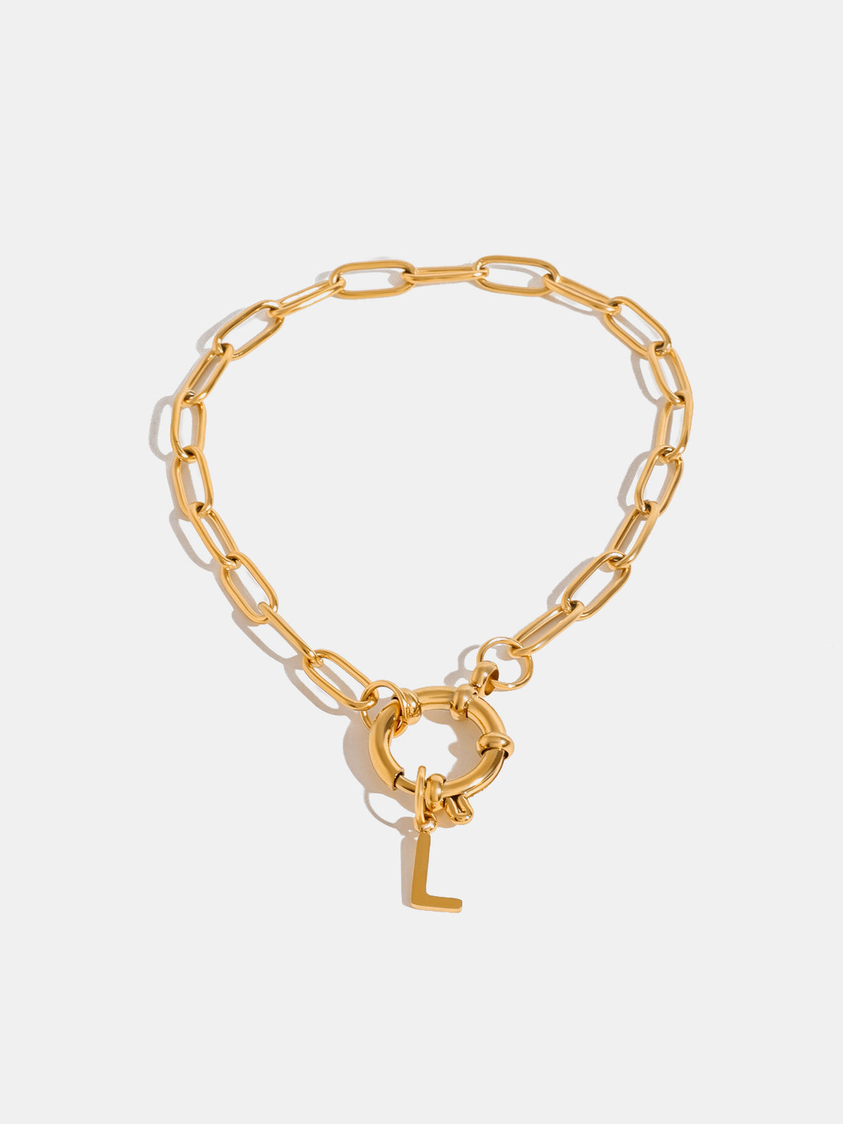 18K Gold-Plated Stainless Steel Letter L Bracelet - felvior