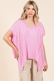 Mittoshop Mineral Wash Waffle Knit Pointed Hem Oversized Top
