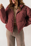 Zip Up Collared Neck Long Sleeve Winter Coat - felvior