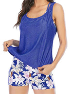 Cutout Printed Round Neck Three-Piece Swim Set