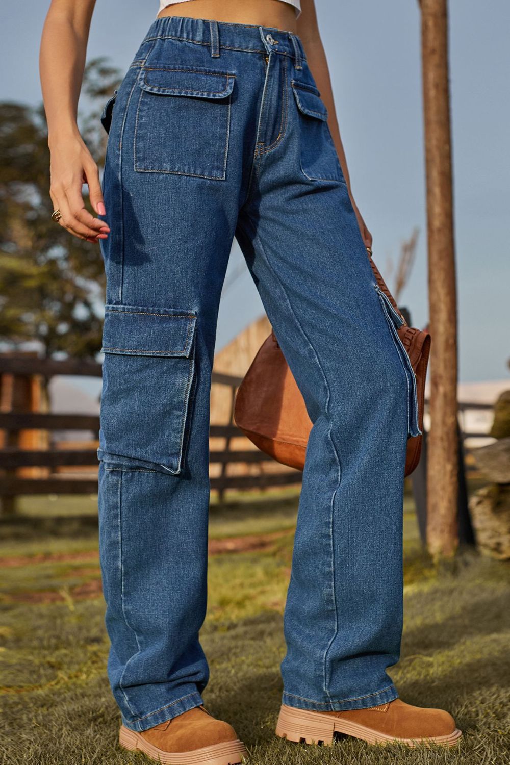Loose Fit Long Jeans with Pockets - felvior