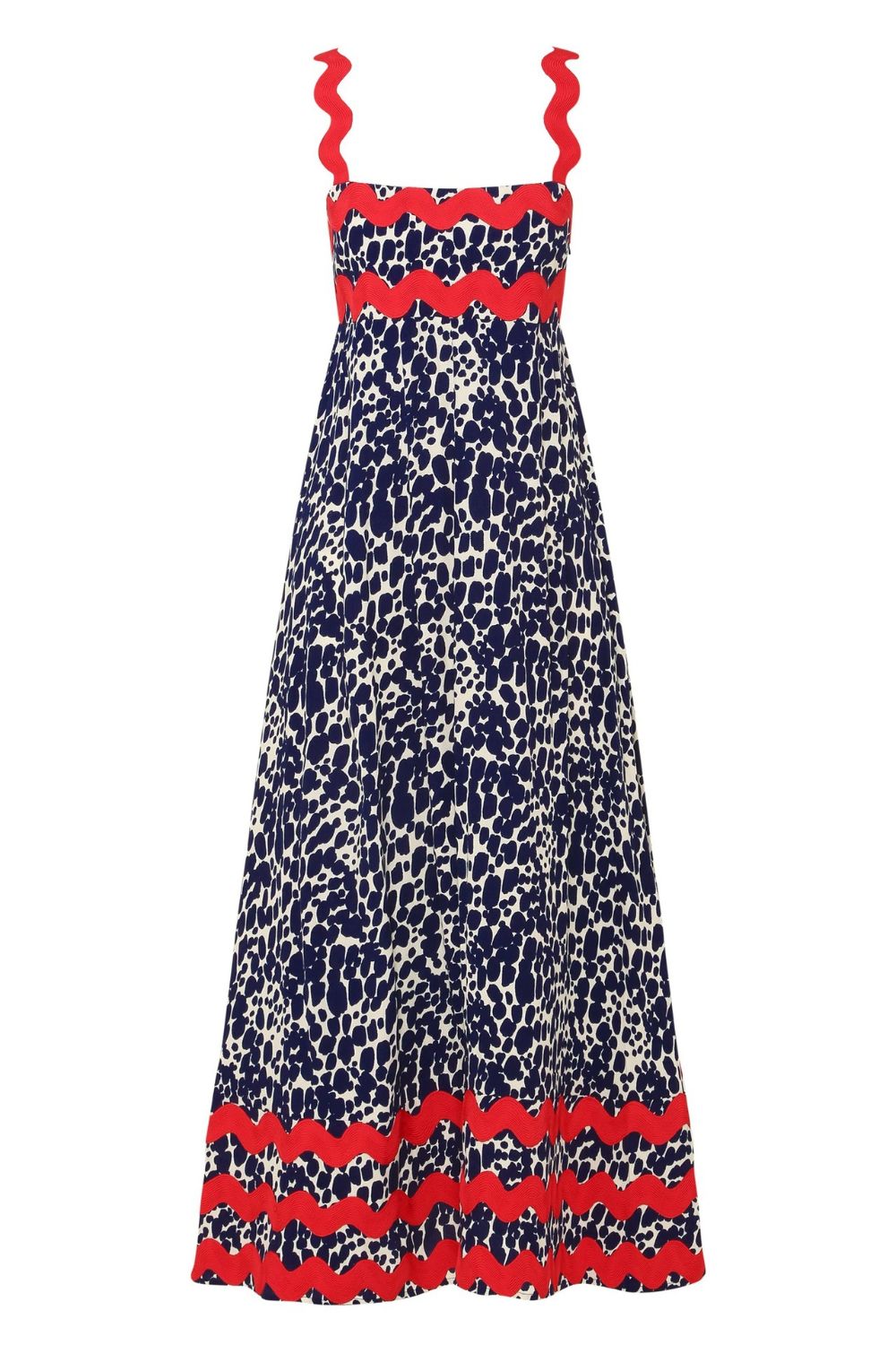 Printed Square Neck Wide Strap Maxi Dress - felvior
