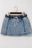 Drawstring High Waist Pocketed Denim Shorts - felvior
