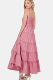 Zenana Woven Smocked Tiered Cami Maxi Dress - felvior