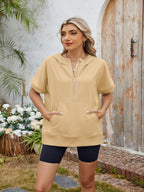 Half Zip Short Sleeve Hooded Top