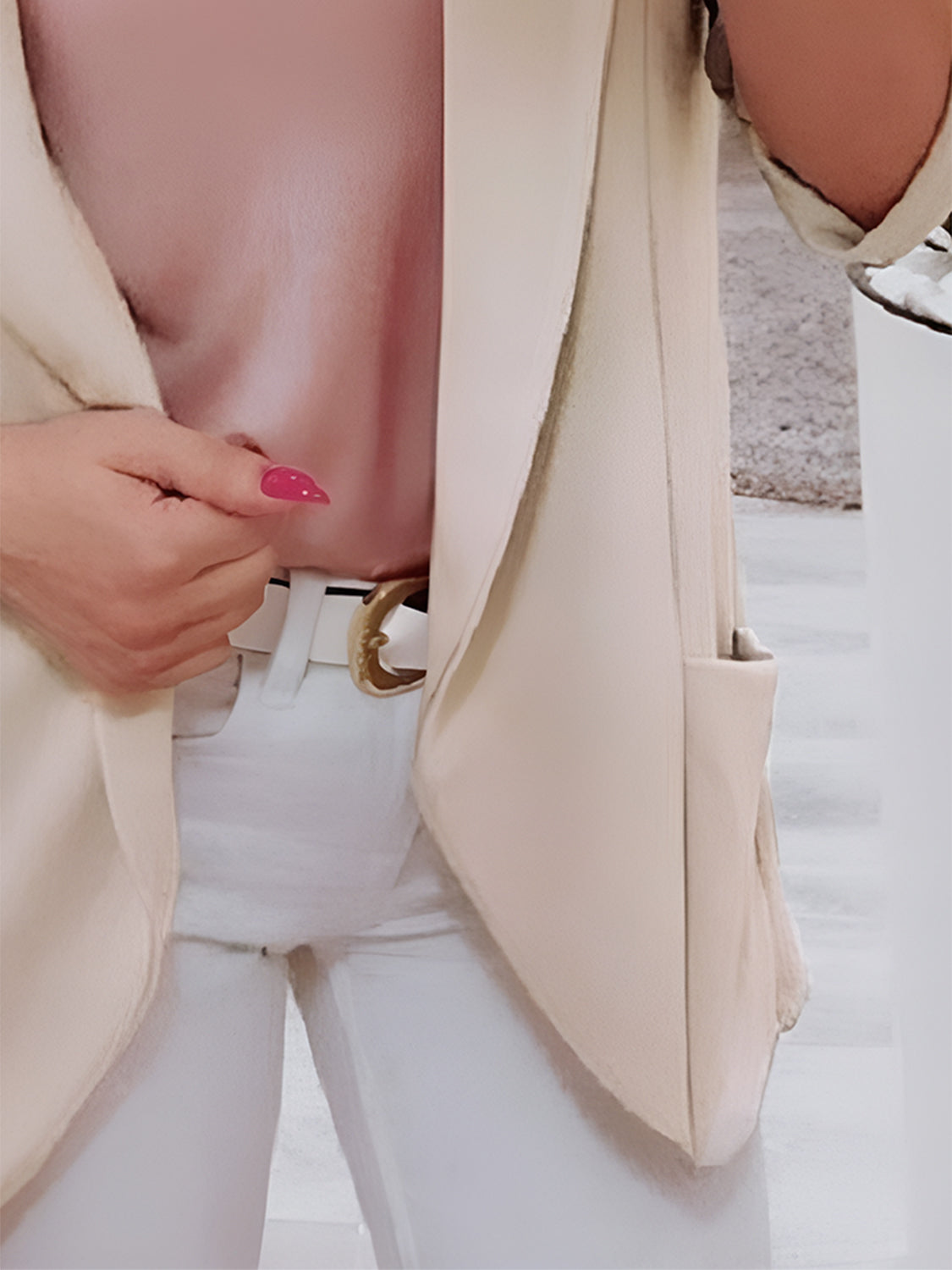 Collared Neck Long Sleeve Blazer - felvior