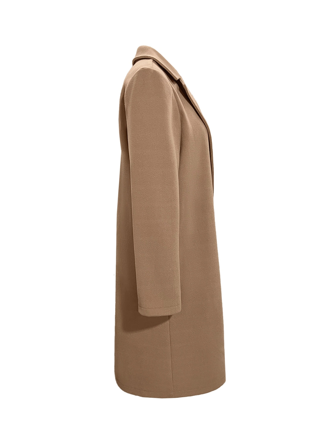 Collared Neck Button Up Long Sleeve Coat - felvior