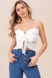 BiBi Ruffled Smocked Ribbon Detail Cami - felvior