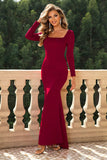 Square Neck Long Sleeve Dress - felvior