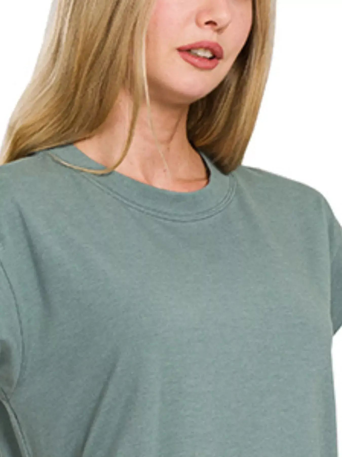 Zenana Round Neck Side Slit Midi Dress