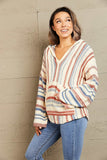 Striped Hooded Sweater with Kangaroo Pocket - felvior